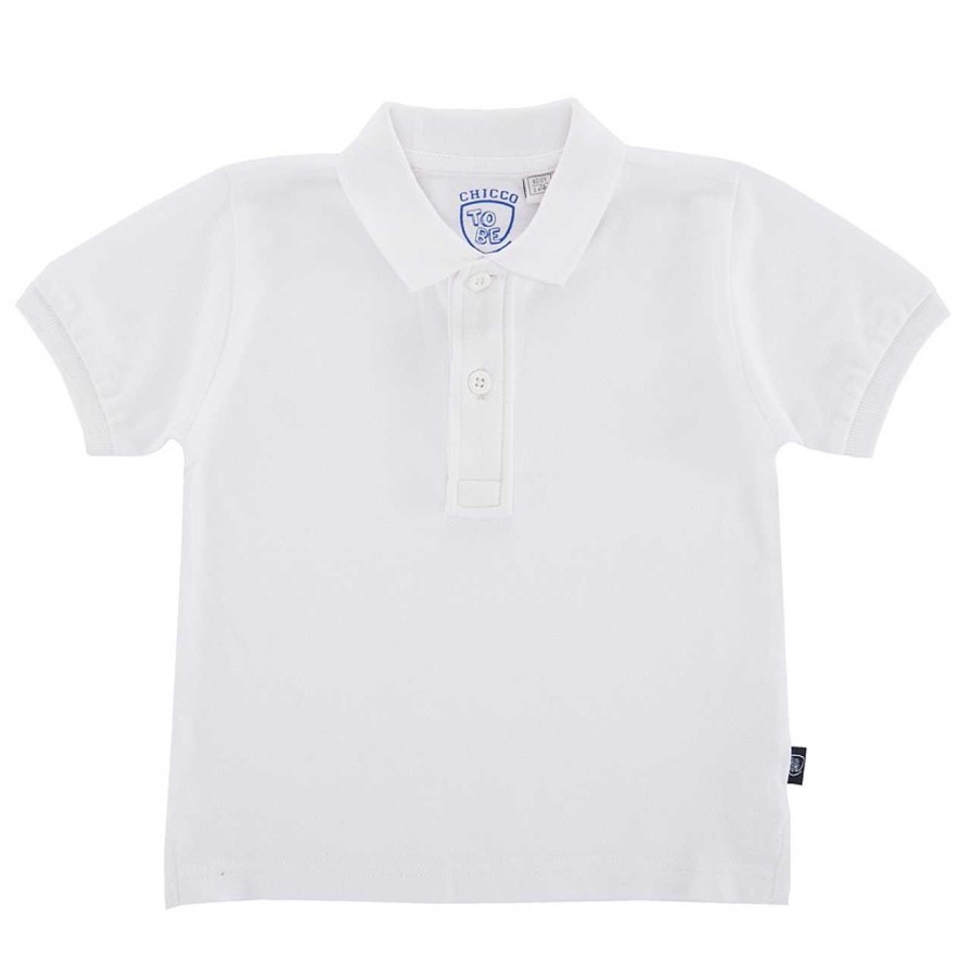 CHICCO Polo De Manga Curta Uma Cor Branco Hot