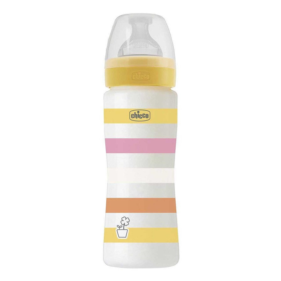 CHICCO Biber O Pl Stico Well-Being 330Ml Fluxo R Pido Amarelo Wholesale