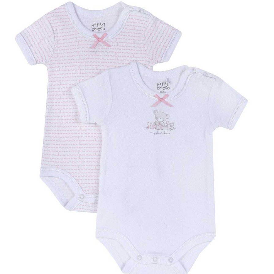 CHICCO Conjunto Body Interior Branco / Rosa New