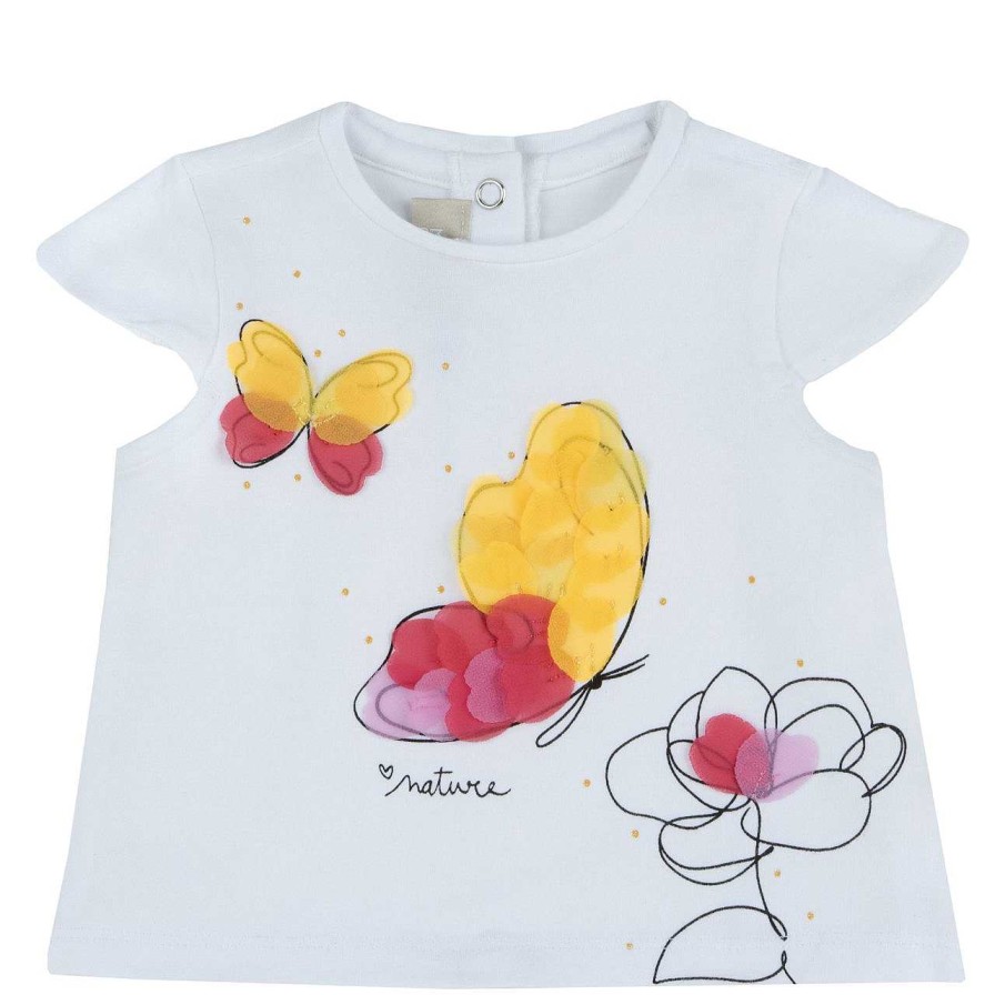 CHICCO T-Shirt Com Borboletas - Algod O Sustent Vel New