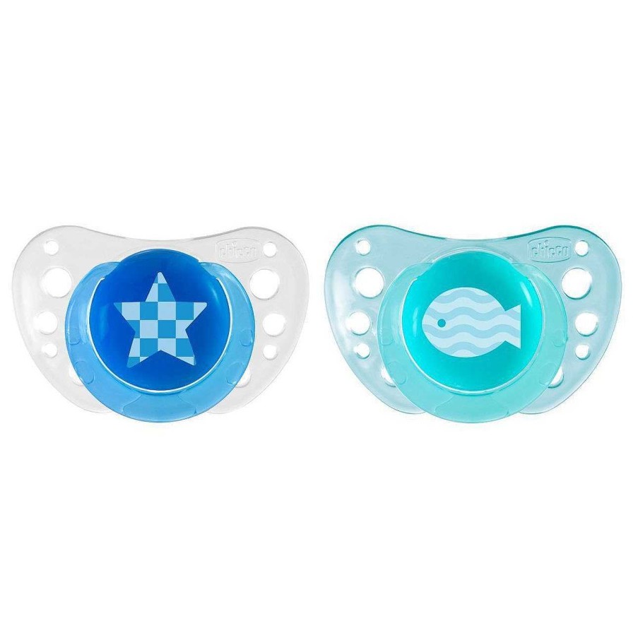 CHICCO Chupeta Physioforma Air 6-16M 2 Pcs (Tetina Silicone) Silicone Fish And Star New