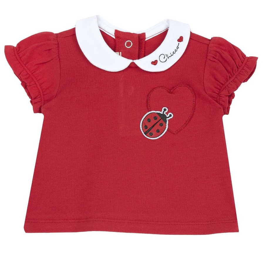 CHICCO T-Shirt Vermelha Com Bordados E Apliques Wholesale