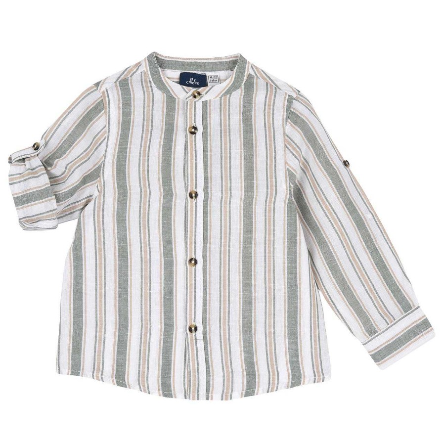 CHICCO Camisa De Linho Com Padr O De Riscas Clearance