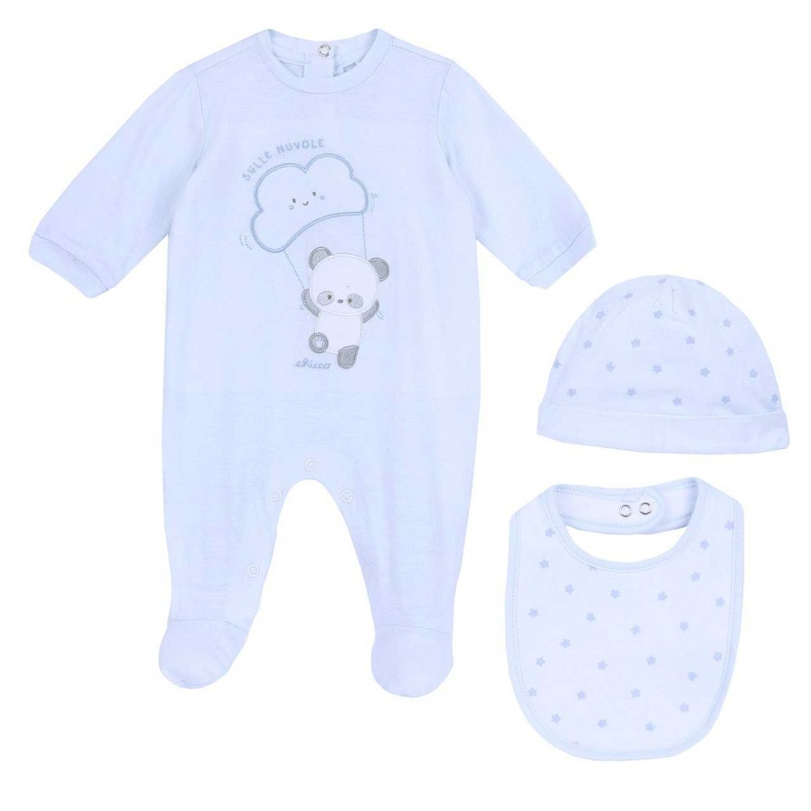 CHICCO Conjunto Presente Com Babygrow, Gorro E Babete Azul Claro-021 Online