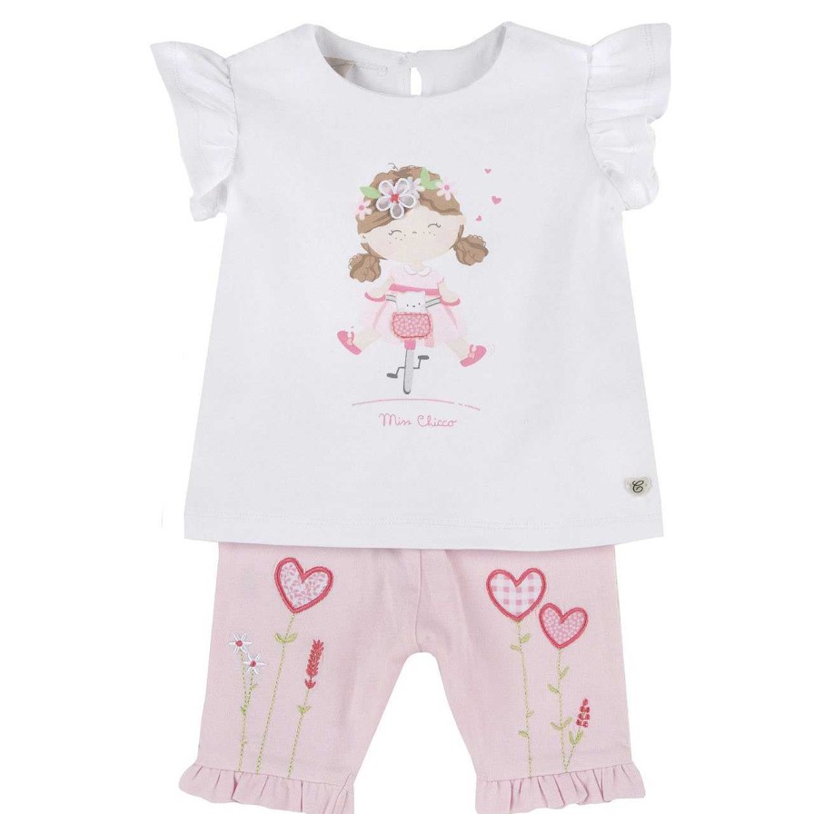 CHICCO Conjunto T-Shirt Com Estampagem E Cal A Capri - Algod O Sustent Vel Clearance