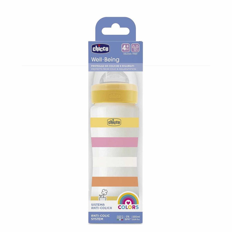 CHICCO Biber O Pl Stico Well-Being 330Ml Fluxo R Pido Amarelo Wholesale