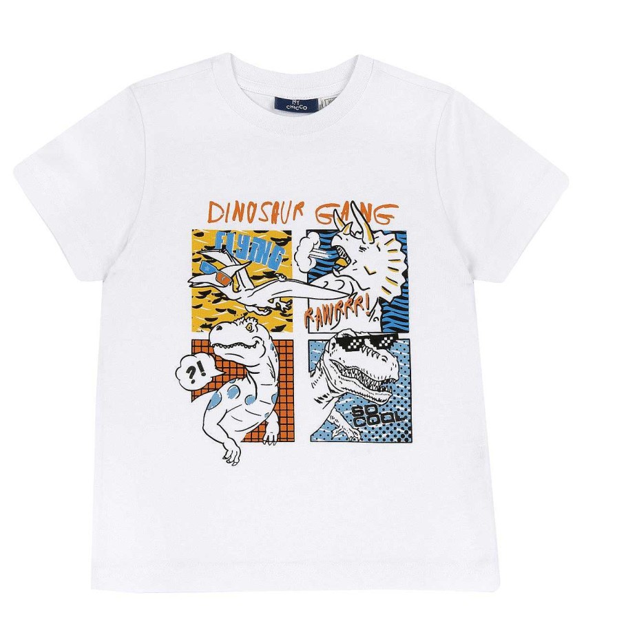 CHICCO T-Shirt Manga Curta Com Dinossauro New