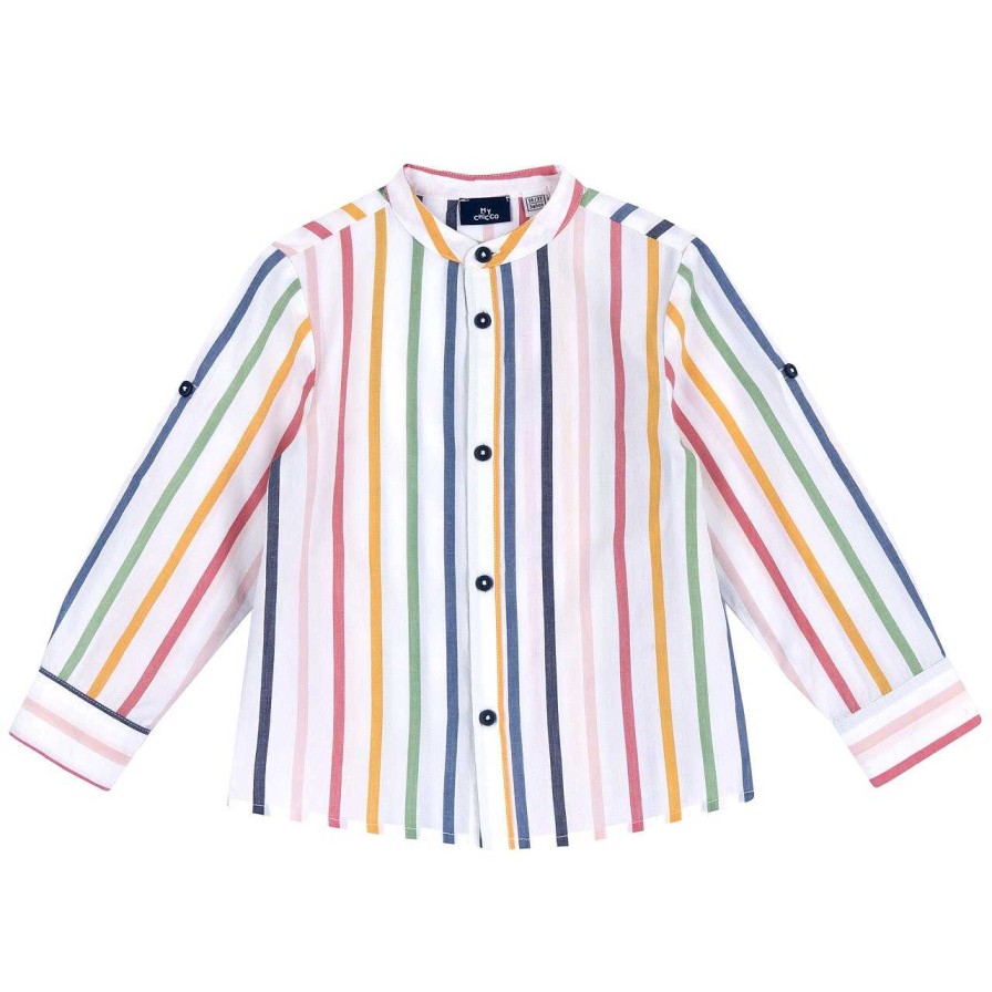 CHICCO Camisa De Manga Comprida Com Padr O De Riscas Coloridas Clearance