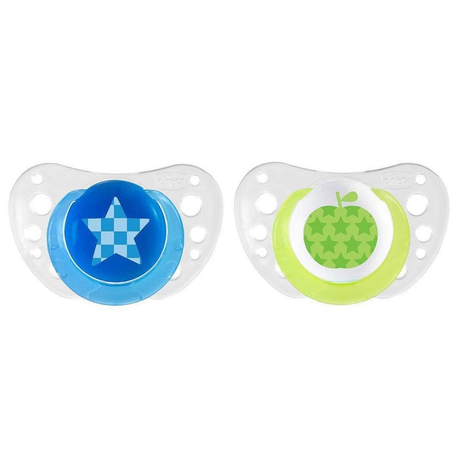 CHICCO Chupeta Physioforma Air 6-16M 2 Pcs (Tetina Silicone) Silicone Star And Apple Best