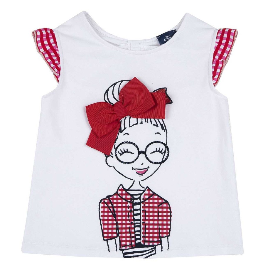 CHICCO T-Shirt Com Detalhes Em Xadrez E Estampagem New